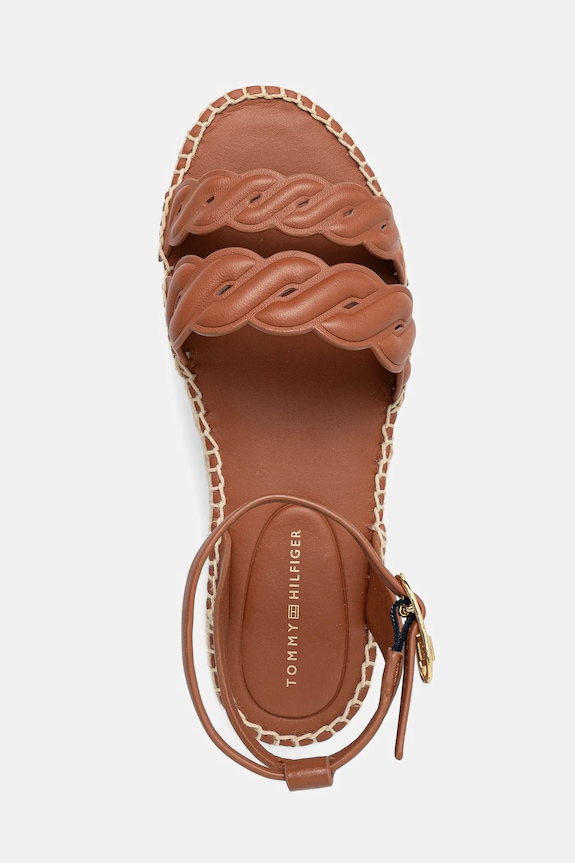 Tommy Hilfiger sandale de piele LEATHER ROPE REAL ESPAD SANDAL maro FW0FW08496