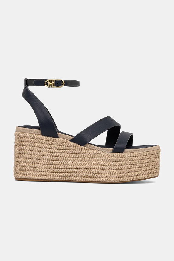 Tommy Hilfiger sandały skórzane ANKLE STRAP LEATHER PLATFORM FW0FW08497 granatowy SS25