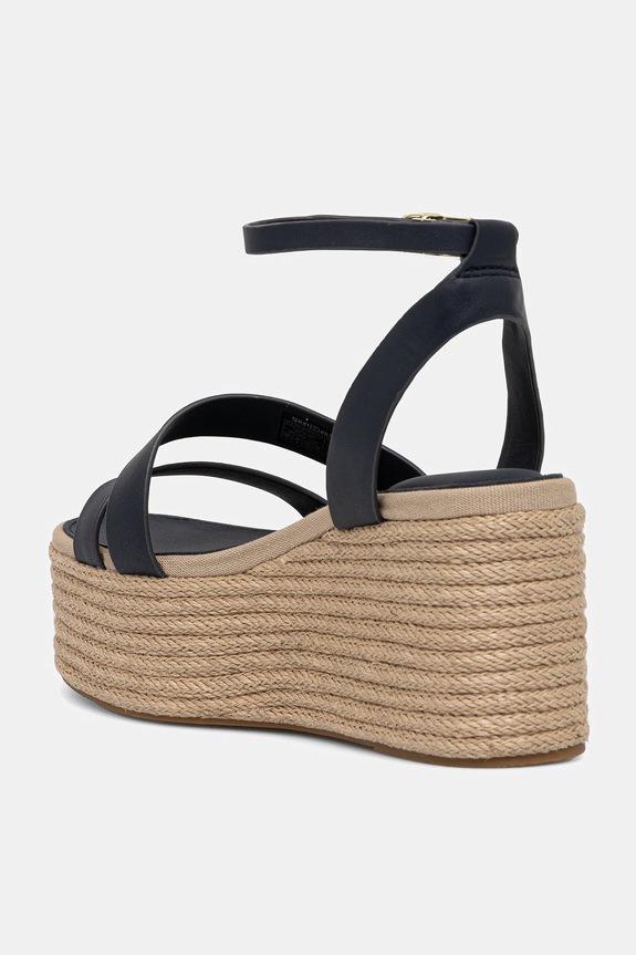 Obuwie Tommy Hilfiger sandały skórzane ANKLE STRAP LEATHER PLATFORM FW0FW08497 granatowy