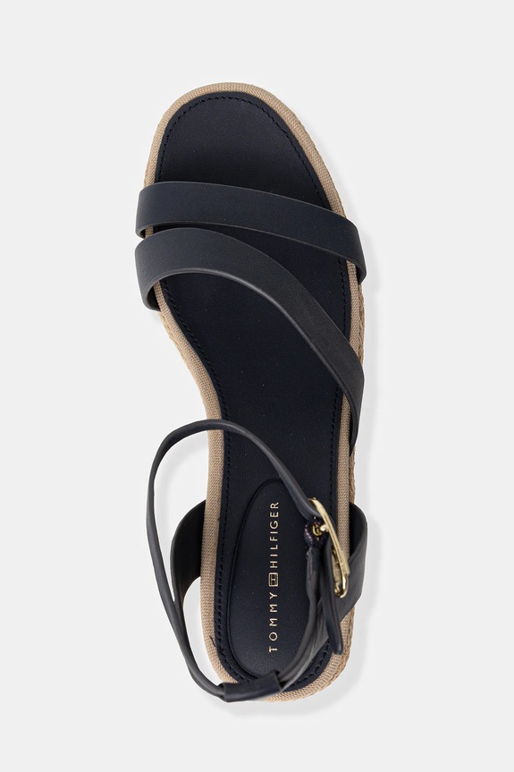 Tommy Hilfiger sandały skórzane ANKLE STRAP LEATHER PLATFORM granatowy FW0FW08497