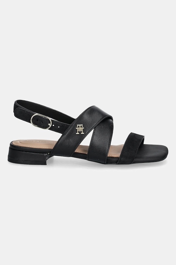 Tommy Hilfiger sandały skórzane LEATHER & SUEDE FLAT SANDAL FW0FW08507 czarny SS25