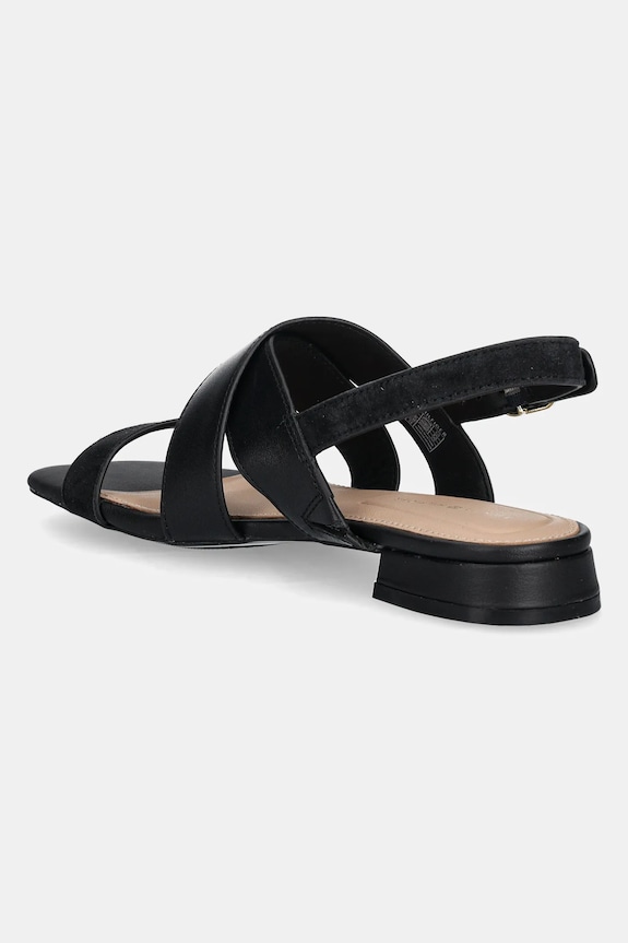 Obuwie Tommy Hilfiger sandały skórzane LEATHER & SUEDE FLAT SANDAL FW0FW08507 czarny