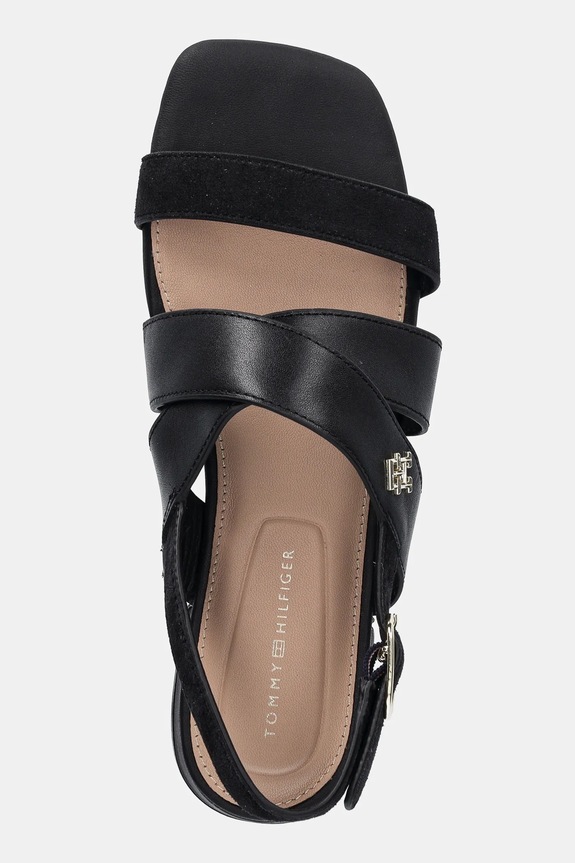 Tommy Hilfiger sandały skórzane LEATHER & SUEDE FLAT SANDAL czarny FW0FW08507