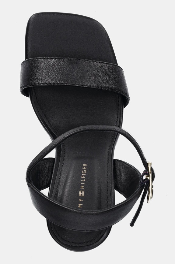 Δερμάτινα πέδιλα Tommy Hilfiger HIGH HEEL LEATHER SANDAL μαύρο FW0FW08534