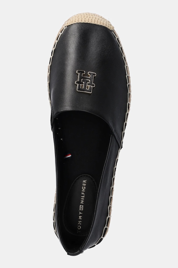 Tommy Hilfiger bőr espadrilles TH LOGO LEATHER ESPADRILLE fekete FW0FW08540