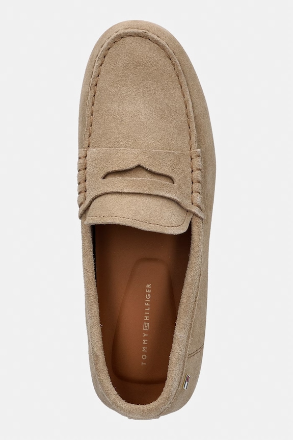 Tommy Hilfiger női velúr mokaszin FLAG SOFT SUEDE DRIVER LOAFER bézs FW0FW08558