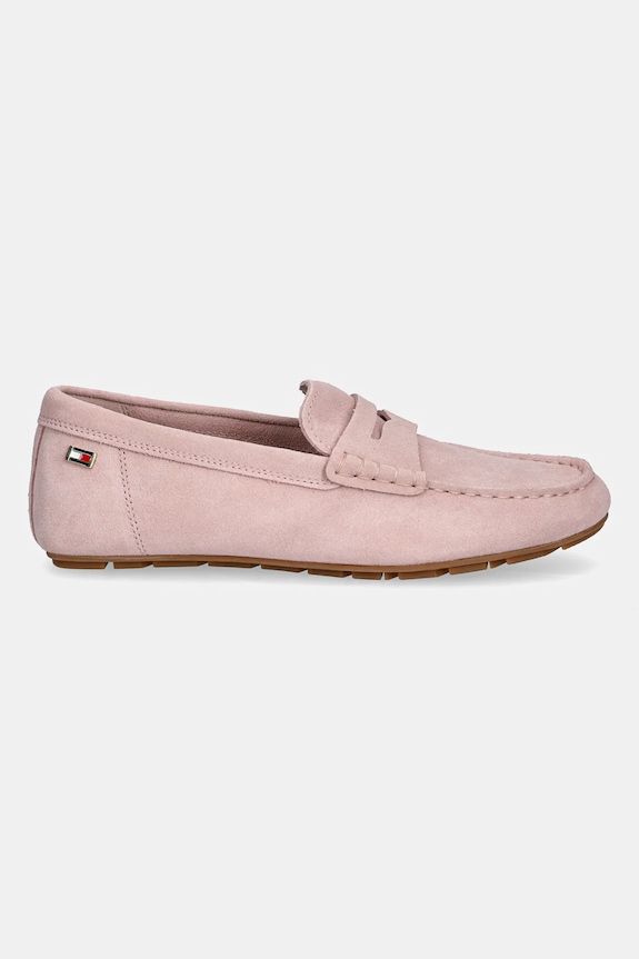 Tommy Hilfiger mokasyny damskie zamszowe FLAG SOFT SUEDE DRIVER LOAFER FW0FW08558 różowy SS26