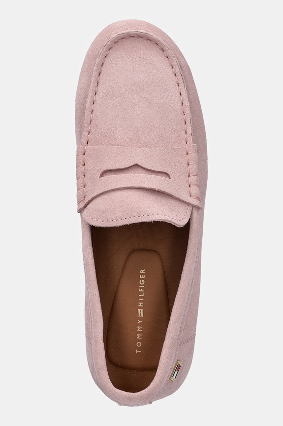 Tommy Hilfiger mokasyny damskie zamszowe FLAG SOFT SUEDE DRIVER LOAFER różowy FW0FW08558