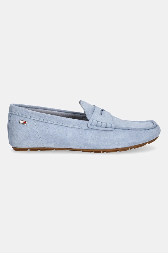 Tommy Hilfiger mocasini de damă din piele întoarsă FLAG SOFT SUEDE DRIVER LOAFER FW0FW08558 albastru SS26