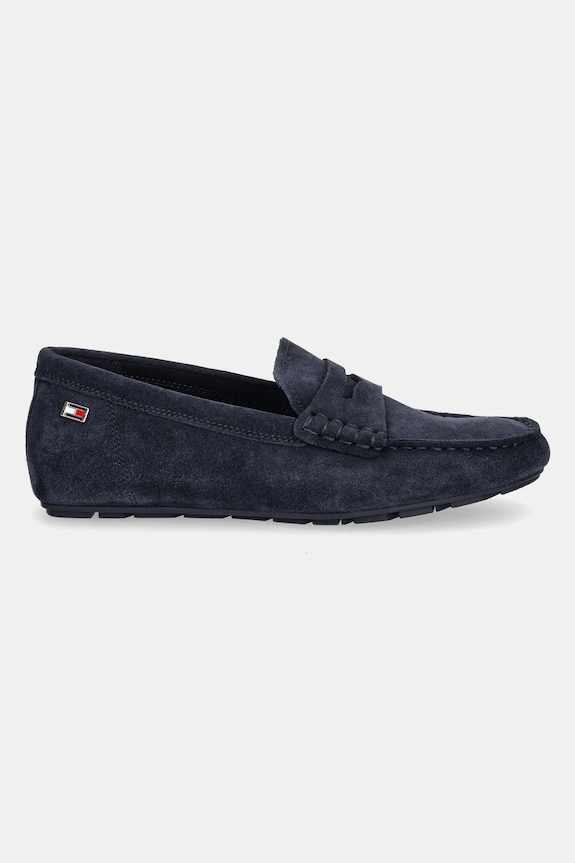 Tommy Hilfiger mokasyny damskie zamszowe FLAG SOFT SUEDE DRIVER LOAFER FW0FW08558 granatowy SS26