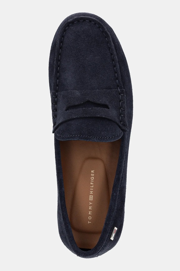 Tommy Hilfiger mokasyny damskie zamszowe FLAG SOFT SUEDE DRIVER LOAFER granatowy FW0FW08558