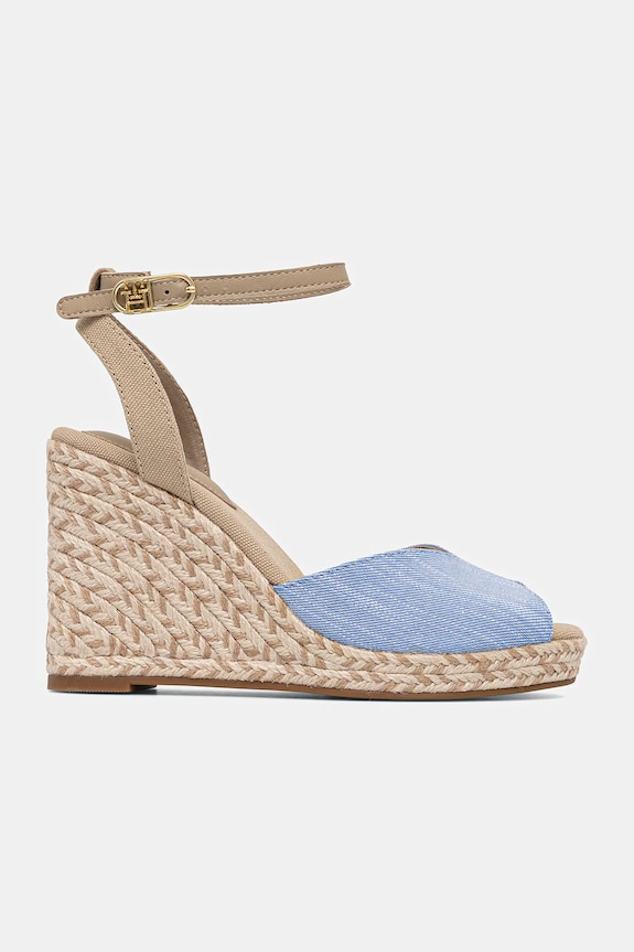 Sandále Tommy Hilfiger CHAMBRAY HIGH WEDGE ESPADRILLE FW0FW08588 modrá SS25