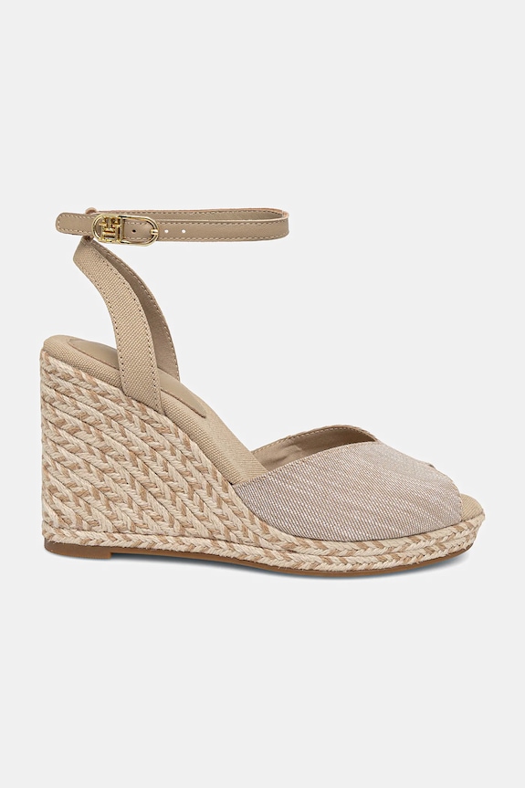 Πέδιλα Tommy Hilfiger CHAMBRAY HIGH WEDGE ESPADRILLE FW0FW08588 μπεζ SS25