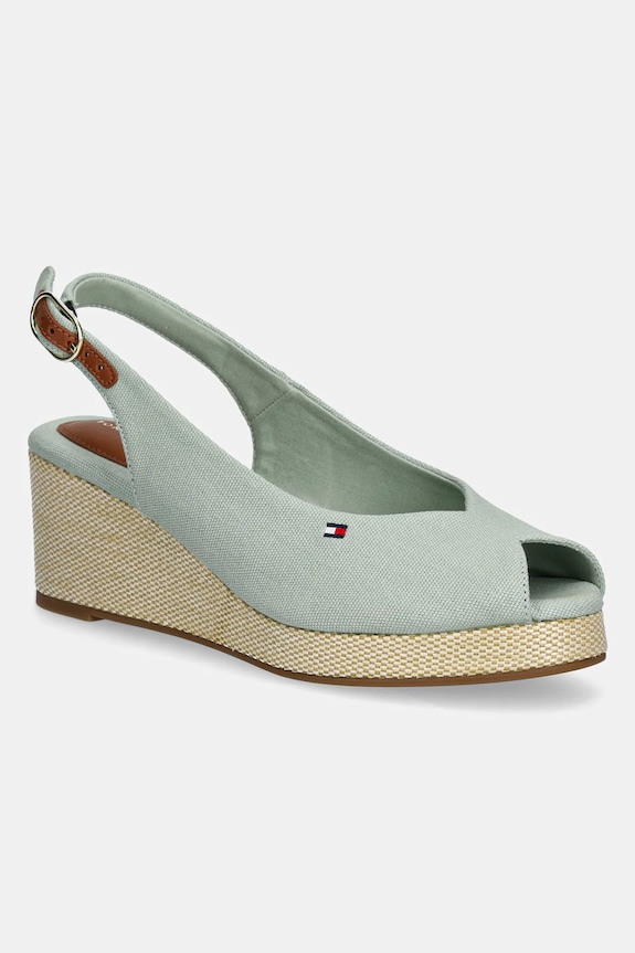Tommy Hilfiger sandale FLAG MID WEDGE ESPAD SLINGBACK coturn verde FW0FW08595