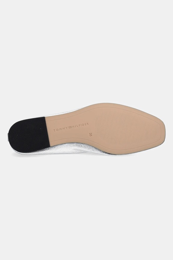 Tommy Hilfiger ballerine in pelle SOFT METAL LTHR BALLERINA NO BOW FW0FW08601 argento