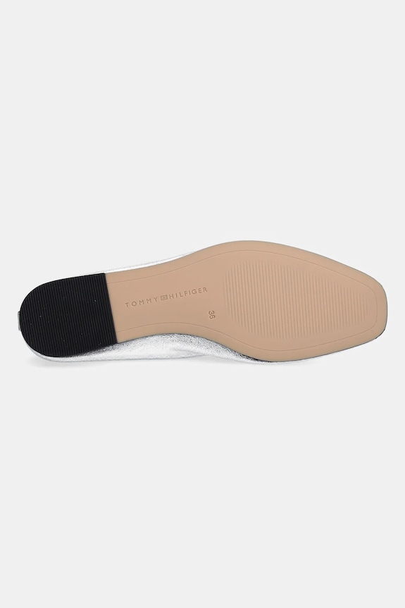 Tommy Hilfiger ballerine in pelle SOFT METAL LTHR BALLERINA NO BOW FW0FW08601 argento