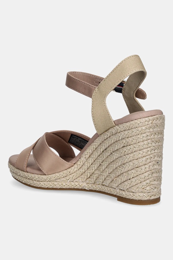 Boty Sandály Tommy Hilfiger SATIN HIGH WEDGE ESPADRILLE FW0FW08602 béžová