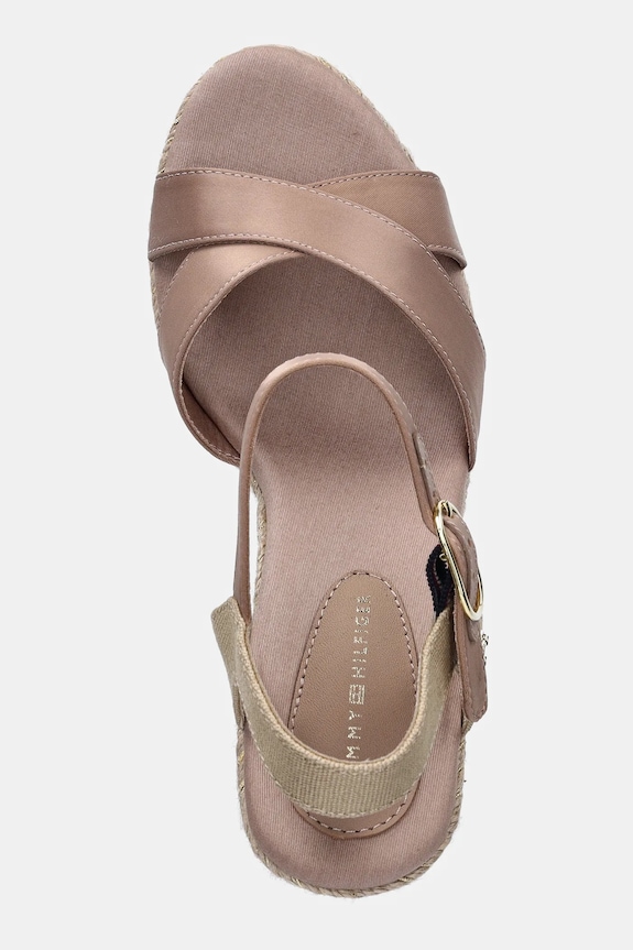 Sandály Tommy Hilfiger SATIN HIGH WEDGE ESPADRILLE béžová FW0FW08602