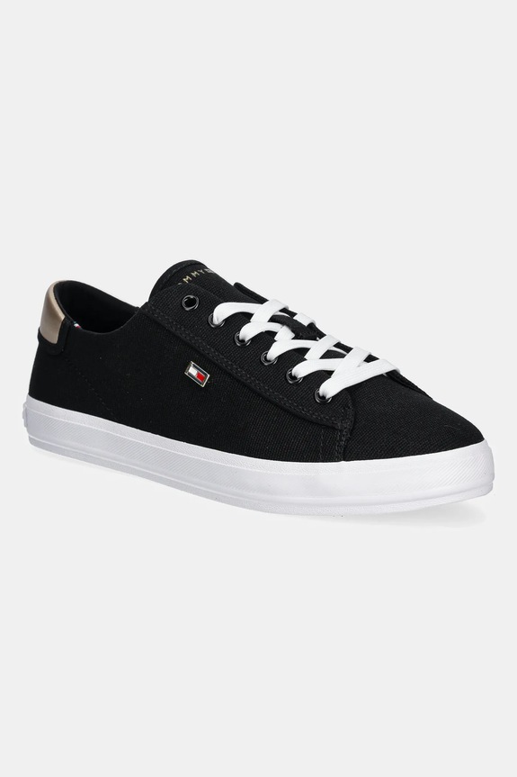 Tommy Hilfiger tenisówki VULC CANVAS LACE UP SNEAKER płaska czarny FW0FW08647
