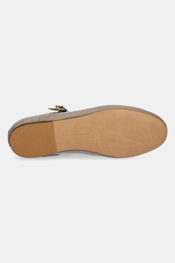 Kožené baleríny Tommy Hilfiger LEATHER MARYJANE BALLERINA FW0FW08651 béžová