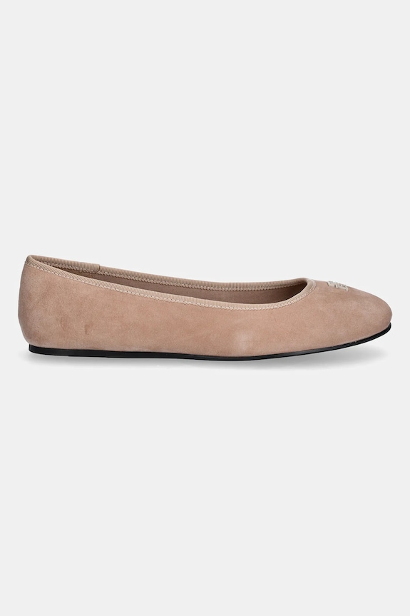 Μπαλαρίνες σουέτ Tommy Hilfiger TH HARDWARE SUEDE BALLERINA FW0FW08655 μπεζ SS25