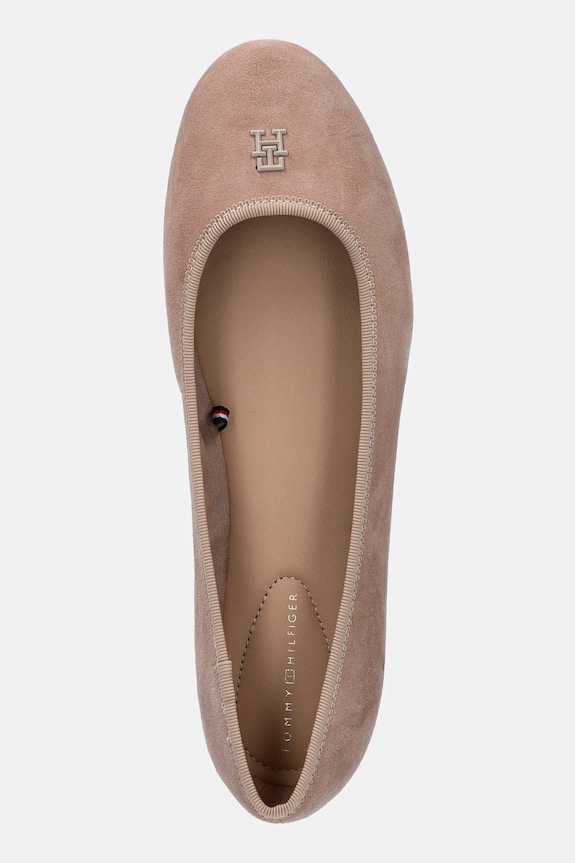 Μπαλαρίνες σουέτ Tommy Hilfiger TH HARDWARE SUEDE BALLERINA μπεζ FW0FW08655