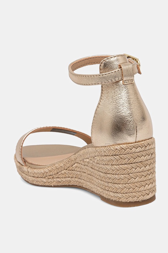 Obuv Kožené sandále Tommy Hilfiger TH METALLIC MID WEDGE ESPADRILLE FW0FW08663 zlatá