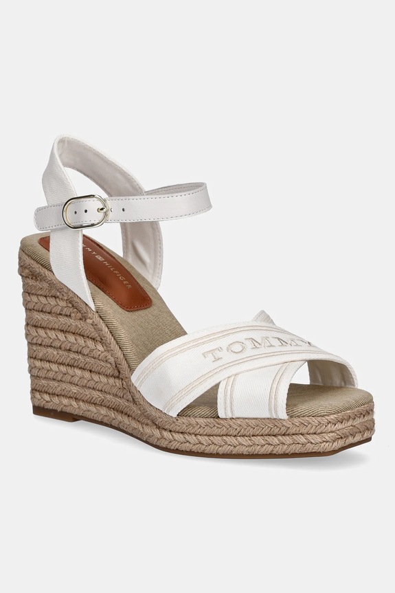 Tommy Hilfiger sandały TOMMY HILFIGER ESPAD HIGH WEDGE tekstylny beżowy FW0FW08668