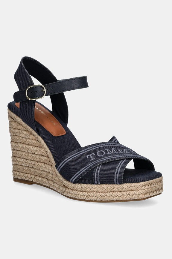 Sandali Tommy Hilfiger TOMMY HILFIGER ESPAD HIGH WEDGE Tekstil mornarsko modra FW0FW08668