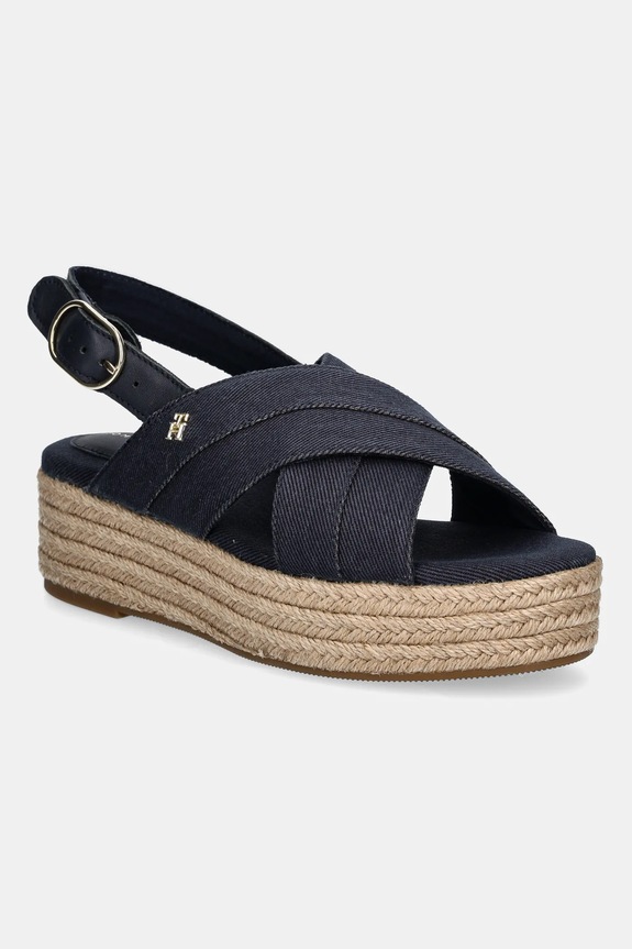 Sandále Tommy Hilfiger DENIM ESPADRILLE PLATFORM SANDAL platforma tmavomodrá FW0FW08669
