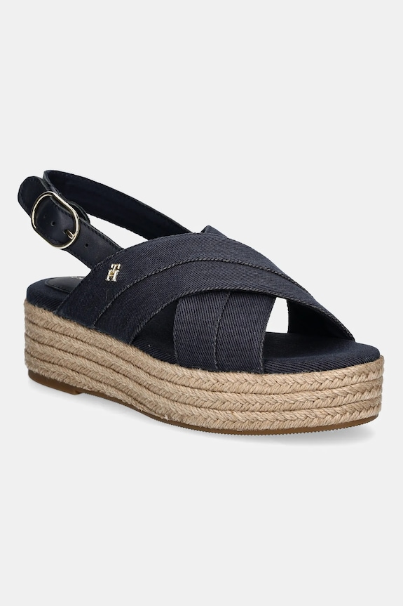 Sandále Tommy Hilfiger DENIM ESPADRILLE PLATFORM SANDAL platforma tmavomodrá FW0FW08669