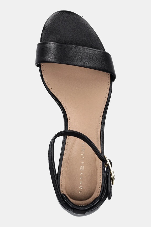 Kožené sandály Tommy Hilfiger LEATHER ANKLE STRAP HEEL SANDAL černá FW0FW08673