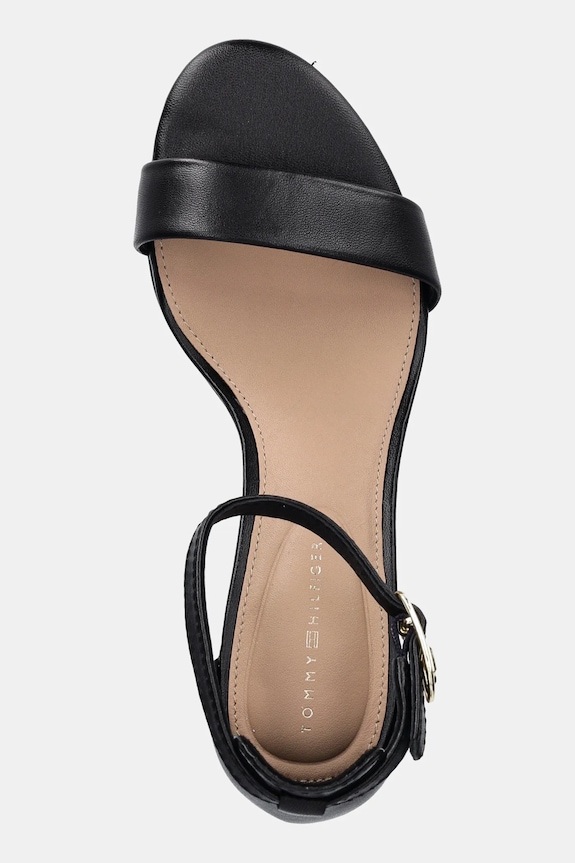 Kožené sandály Tommy Hilfiger LEATHER ANKLE STRAP HEEL SANDAL černá FW0FW08673