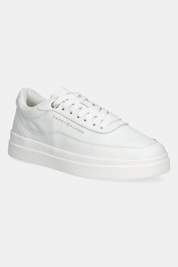 Kožené sneakers boty Tommy Hilfiger MODERN COURT SNEAKER LTHR plochá bílá FW0FW08800