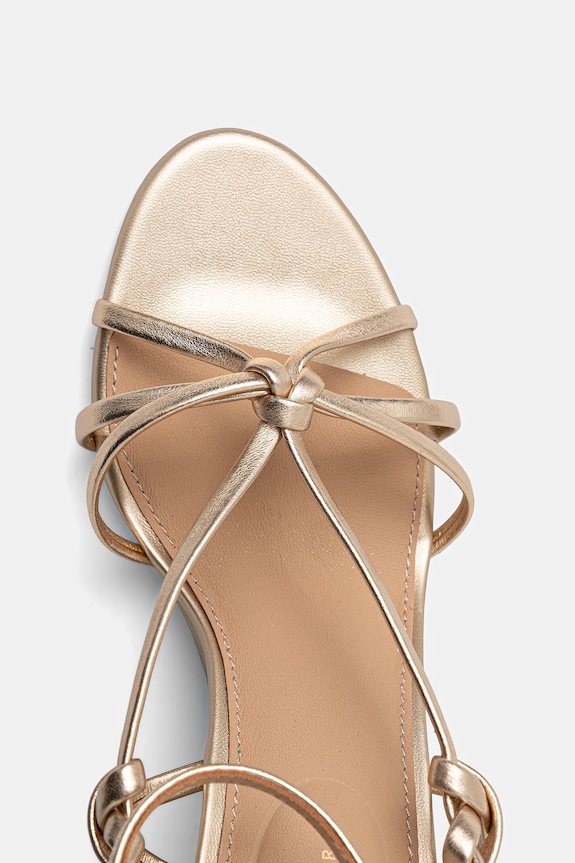 Kožené sandále Tommy Hilfiger METAL LEATHER KNOTS WEDGE SANDAL zlatá FW0FW08801