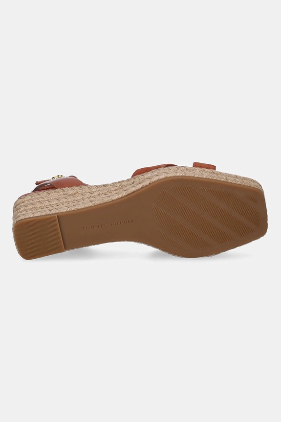 Tommy Hilfiger bőr szandál LEATHER & SUEDE MID WEDGE ESPAD FW0FW08804 barna