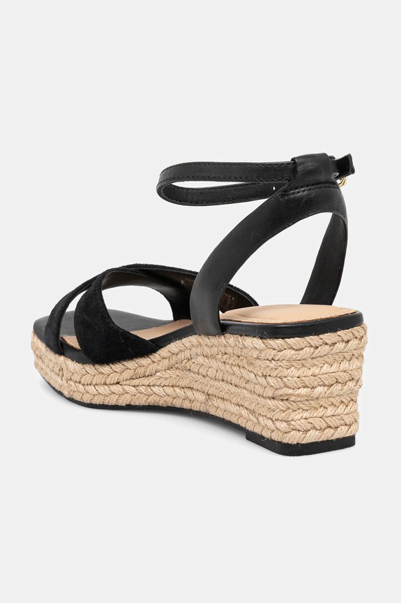 Cipők Tommy Hilfiger bőr szandál LEATHER & SUEDE MID WEDGE ESPAD FW0FW08804 fekete