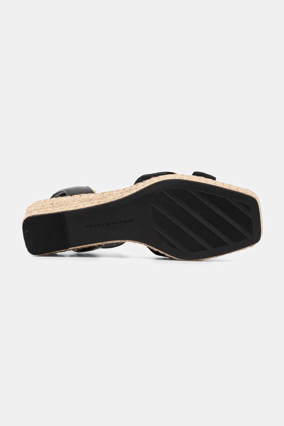 Tommy Hilfiger bőr szandál LEATHER & SUEDE MID WEDGE ESPAD FW0FW08804 fekete
