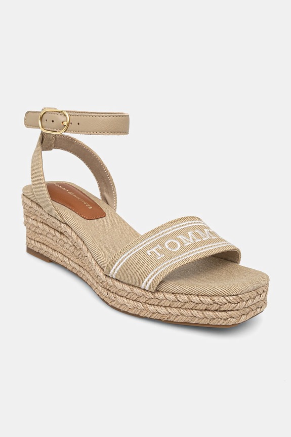 Πέδιλα Tommy Hilfiger TOMMY HILFIGER ESPAD MID WEDGE υφασμάτινο μπεζ FW0FW08805