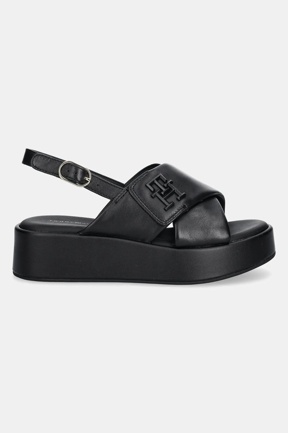 Kožené sandály Tommy Hilfiger TH LOGO HW PADDED LEATHER SANDAL FW0FW08808 černá SS25