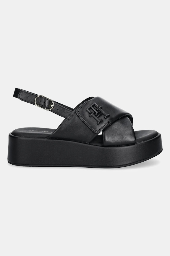 Kožené sandály Tommy Hilfiger TH LOGO HW PADDED LEATHER SANDAL FW0FW08808 černá SS25