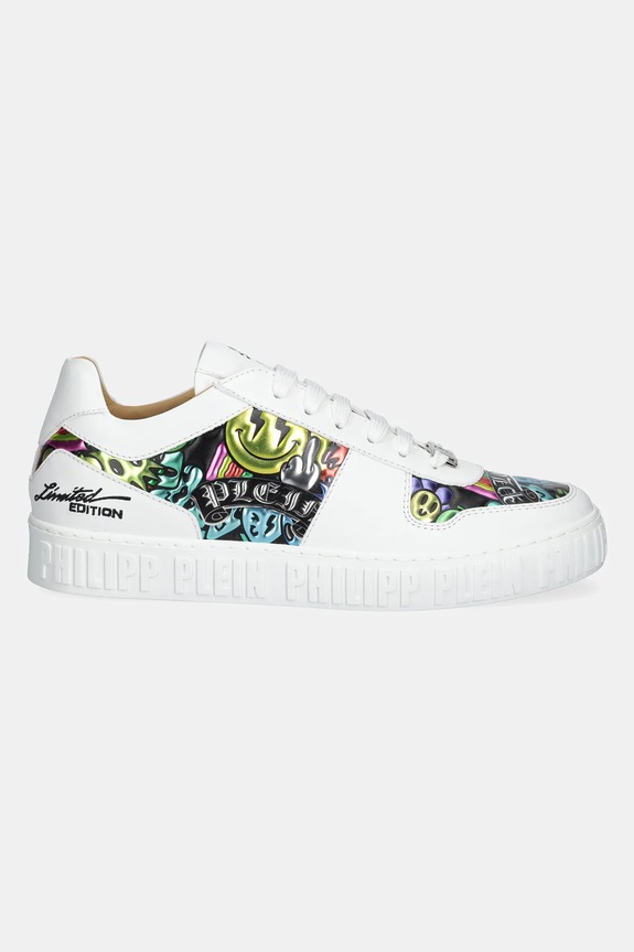 Usnjene superge Philipp Plein Nappa Lo-Top Smile USC0663.PLE010N.01 bela SS25