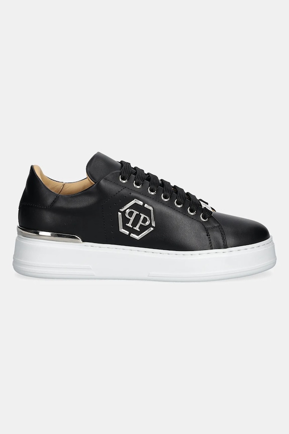 Kožené tenisky Philipp Plein Nappa Lo-Top Hexagon USC0670.PLE010N.02 čierna SS25