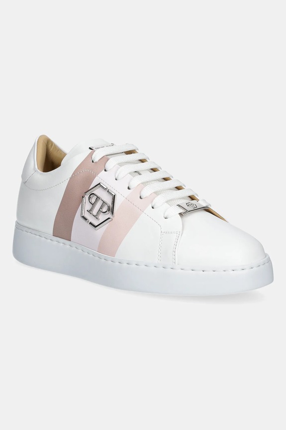 Philipp Plein bőr sportcipő Lo-Top Hexagon platformos fehér USC0704.PLE005N.0103