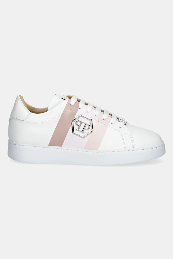 Philipp Plein bőr sportcipő Lo-Top Hexagon USC0704.PLE005N.0103 fehér SS25