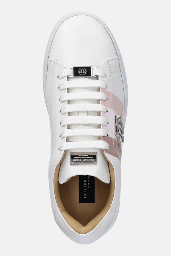 Philipp Plein bőr sportcipő Lo-Top Hexagon fehér USC0704.PLE005N.0103