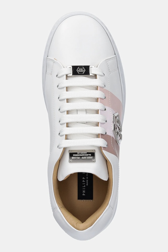 Philipp Plein bőr sportcipő Lo-Top Hexagon fehér USC0704.PLE005N.0103