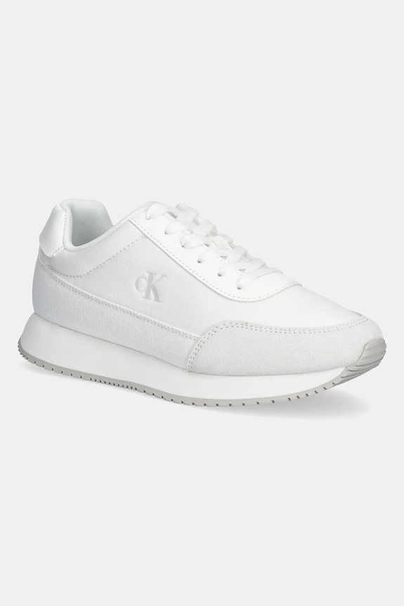 Calvin Klein Jeans sneakersy RETRO RUNNER LOW LACEUP CANVAS skóra zamszowa biały YW0YW01888