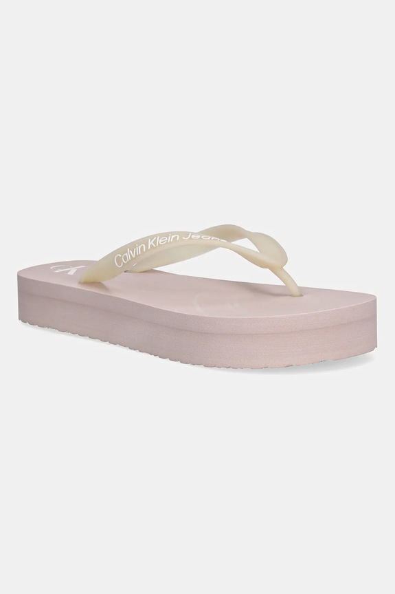 Šľapky Calvin Klein Jeans BEACH SANDAL FLATFORM TPU platforma ružová YW0YW01830