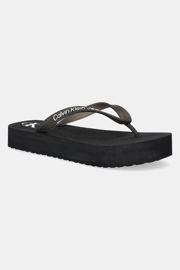Calvin Klein Jeans slapi BEACH SANDAL FLATFORM TPU platformă negru YW0YW01830